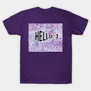 Hello written in Fish on splatter T-Shirt